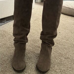 Lucky Brand Knee High Taupe Suede Boots